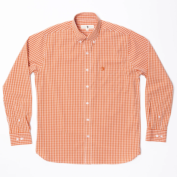 Duck Head Men's Walton Performance Gingham Shirt / Bombay Orange