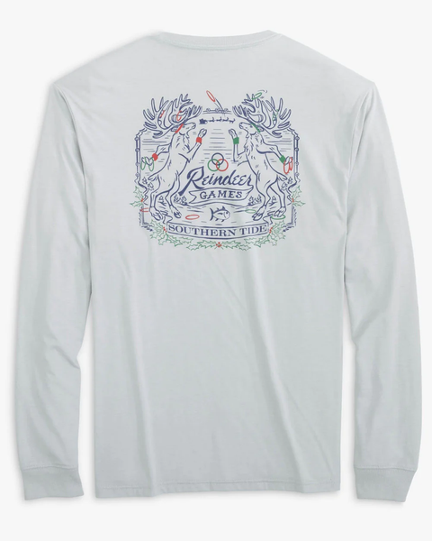 Southern Tide Men's Red Fish Long Sleeve Heathered T-Shirt | XXL | Sea Coral