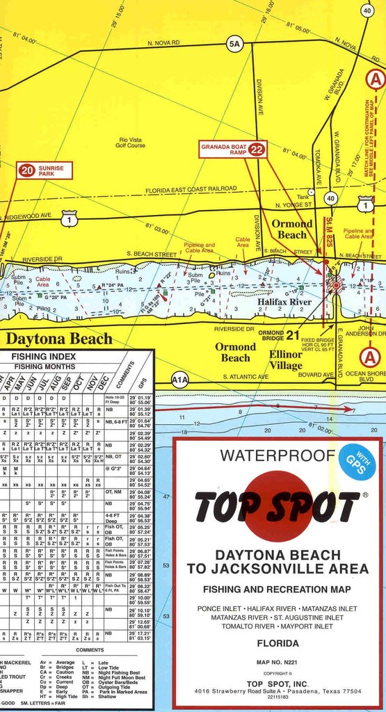 Top Spot - East Florida Offshore Fishing and Diving Map - Andy Thornal  Company